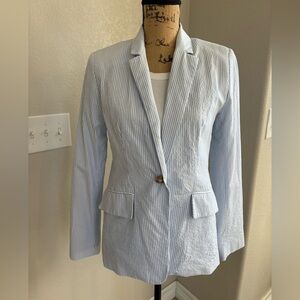 Workshop Republic Clothing Light Blue Striped Blazer